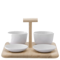 LSA International's Standard Dine Quad Set with Oak Base is perfect for nibbles.
