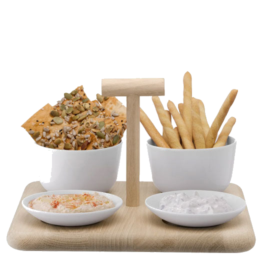 LSA International's Standard Dine Quad Set with Oak Base is dishwasher safe.