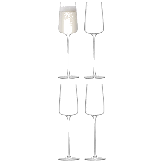 These LSA Standard Metropolitan 4 x Champagne Flutes feature slim stems.