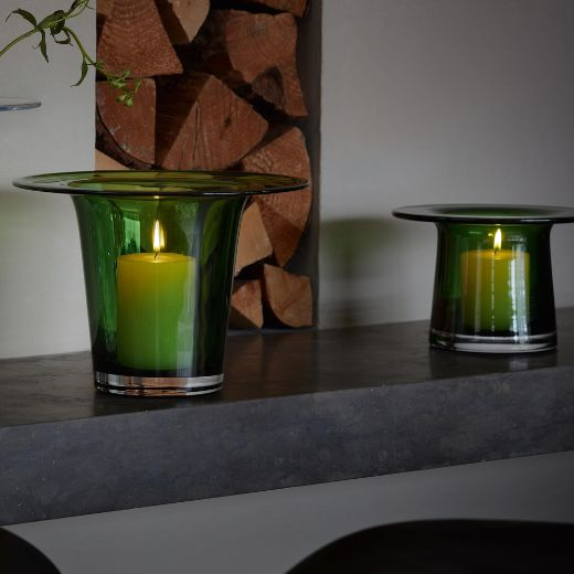 This Victoria Lantern Fern Green Glass Vase 13.5 cm by LSA also comes in larger sizes if you'd like it as a set.
