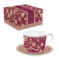 MAGIE D'ORIENT BURGUNDI TASE 400ML AR APAKŠTASI, PORCELĀNS, DĀVANU KASTĒ