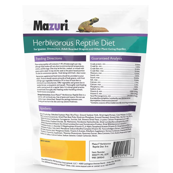Mazuri® Herbivorous Reptile Diet, 8 Ounce Bag