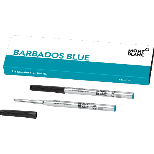 A single Barbados blue refill for Montblanc ballpoint pens.