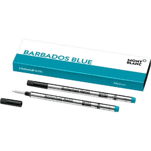 Montblanc turquoise blue pack of 2 medium rollerball refills.