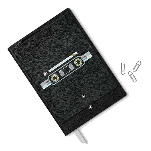 This Montblanc Black Fine Stationery #146 Notebook with Cassette Pocket has been crafted out of textured leather.