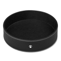 Montblanc's Black Leather Round Desk Tray, Large can be used on its own or with the other desk accessories that are part of this range.