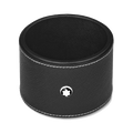 This Montblanc Black Leather Round Desk Tray, Medium is made out of saffiano leather and has the palladium-plated emblem in the centre.