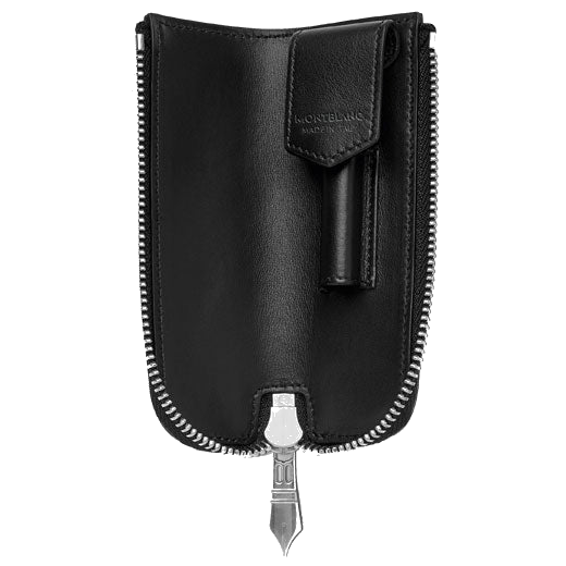 This Montblanc Black Meisterstück Selection Heritage Rouge et Noir 'Baby' 1 Pen Pouch features a zip-around closure.