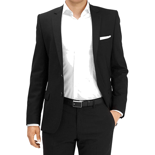 Montblanc model wearing the black leather belt.