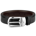 This Curved Horseshoe Reversible Black/Brown Business Line Belt is designed by Montblanc.