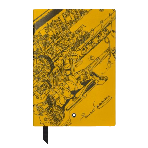 Montblanc's Enzo Ferrari Great Characters #146 SE Yellow Lined Notebook comes with a black grosgrain ribbon bookmark.