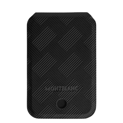 This Montblanc Extreme 3.0 3CC Black Leather MagSafe Card Holder has the brand name in blind embossing on the back.