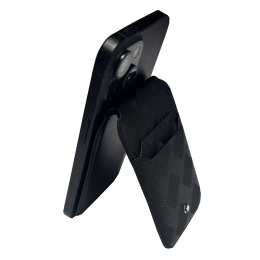 This Montblanc black leather phone holder comes with space for credit cards.