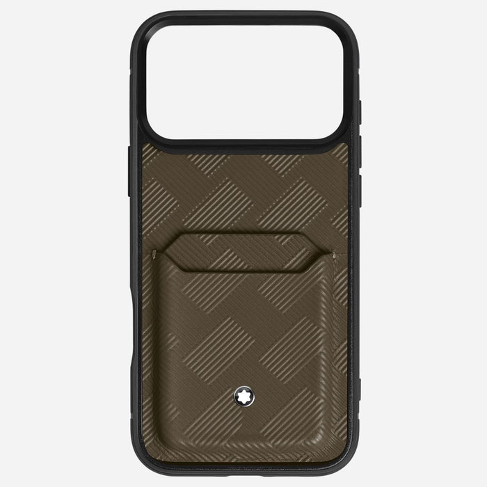 The Extreme 3.0 Khaki Leather 2CC Hardshell Case for iPhone 17 Pro Max by Montblanc.