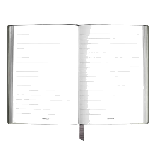 This Montblanc grey leather notebook comes with white lined pages on the inside.