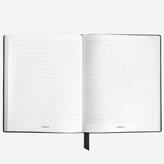 Inside the Fine Stationery Large Black Sartorial Leather Notebook with Squared Pages.