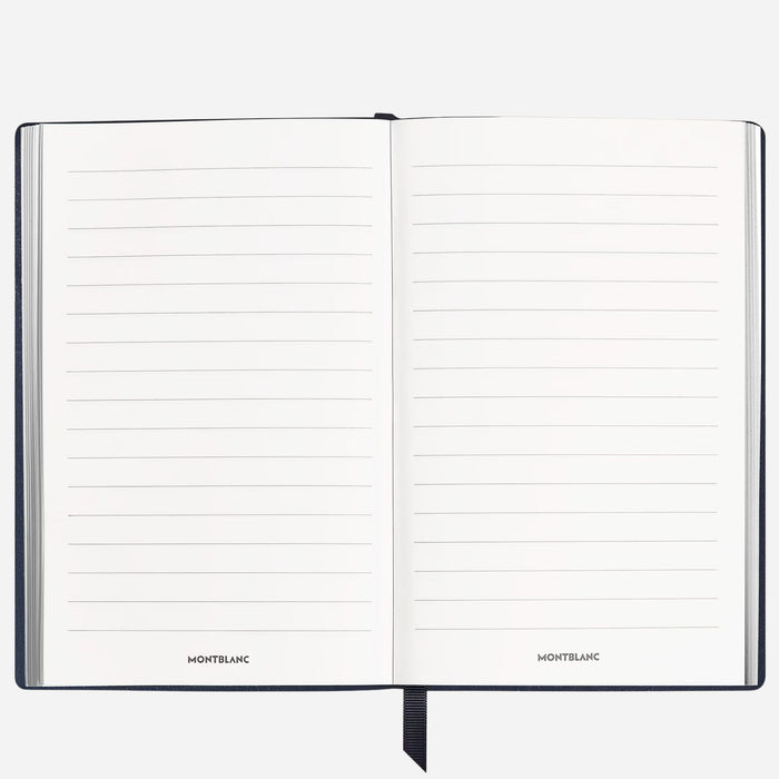 Inside the Fine Stationery Large Ink Blue Sartorial Leather Notebook with Lined Pages.