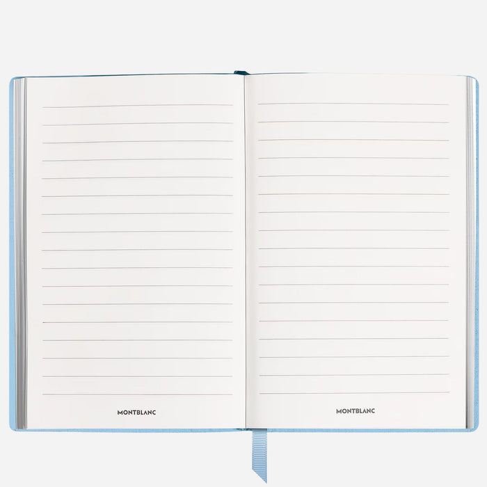 Inside the Fine Stationery Large Pale Blue Sartorial Leather Notebook with Lined Pages.