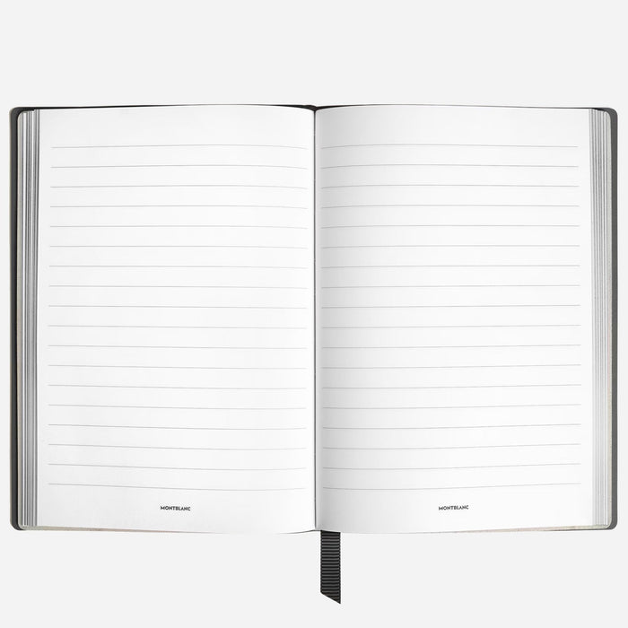 Inside the Fine Stationery Medium Black Sartorial Leather Notebook with Lined Pages.