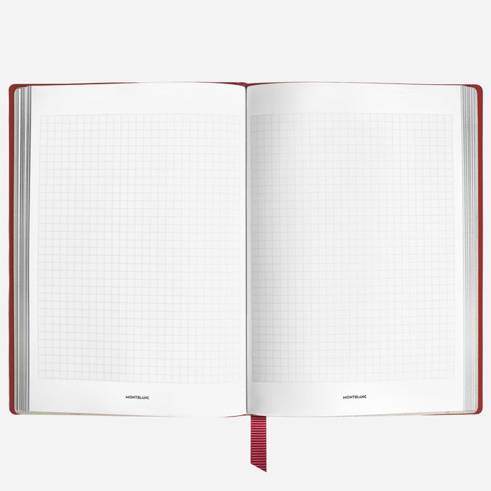 Inside the Fine Stationery Medium Brick Red Sartorial Leather Notebook with Squared Pages.
