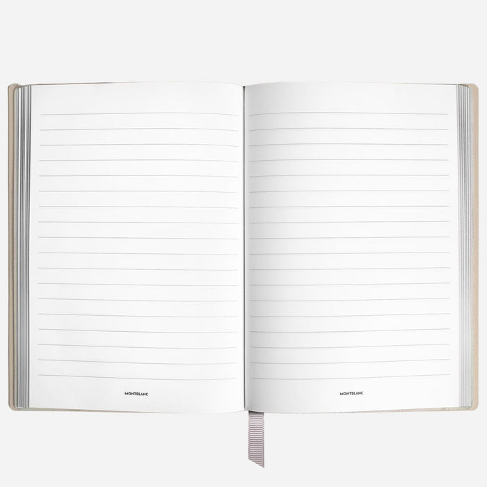 Inside the Fine Stationery Medium Cloudy Beige Sartorial Leather Notebook with Lined Pages.