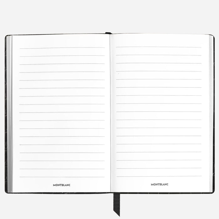 Inside the Small Black Croco-Embossed Leather Notebook with Lined Pages.