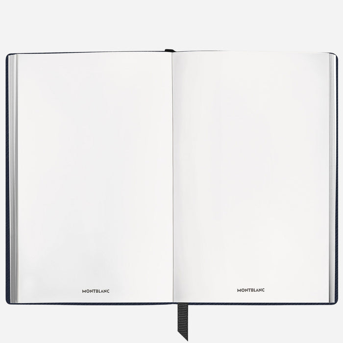 Inside the Fine Stationery Small Ink Blue Sartorial Leather Notebook with Blank Pages.