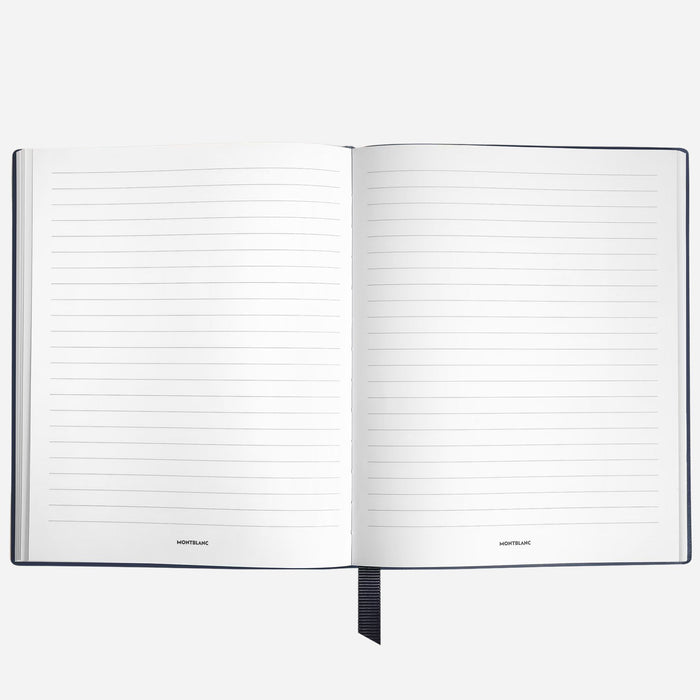 Inside the Fine Stationery Small Ink Blue Sartorial Leather Notebook with Lined Pages.