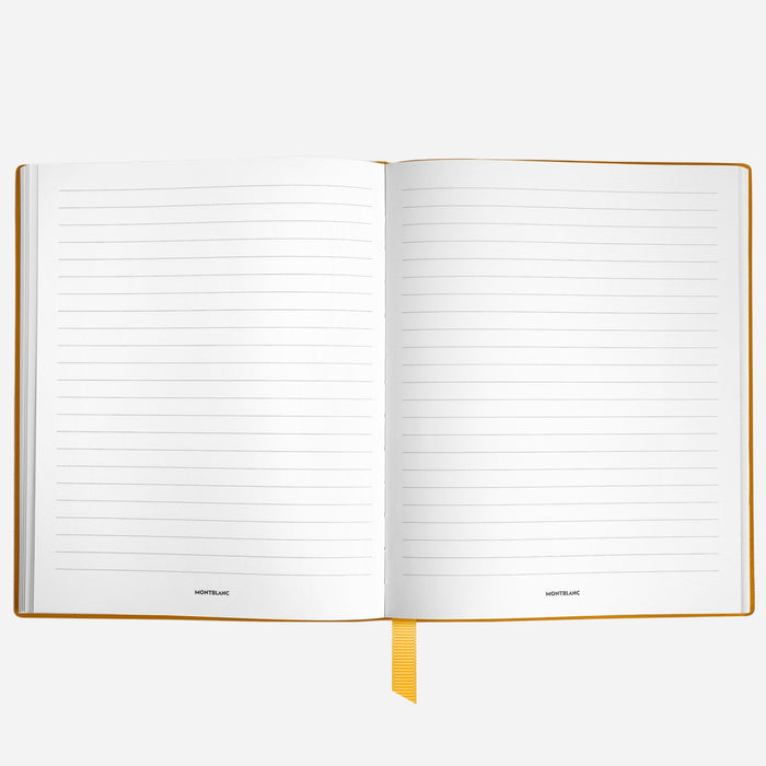 Inside the Montblanc Fine Stationery Small Modena Yellow Sartorial Leather Notebook with Lined Pages.