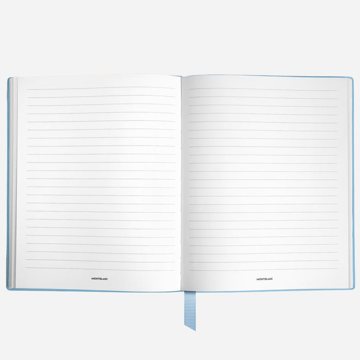 Inside the Fine Stationery Small Pale Blue Sartorial Leather Notebook with Lined Pages.