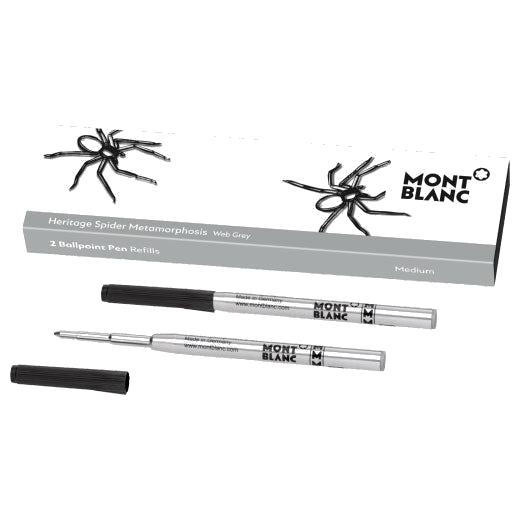 The Montblanc grey Heritage Spider ballpoint pen refills.