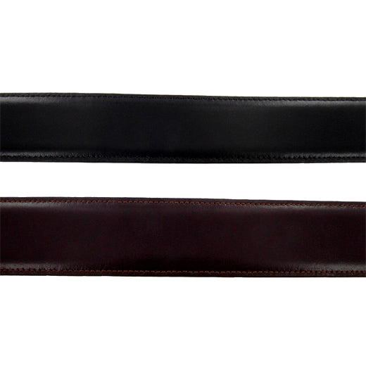 Reversible black/brown leather strap 120 x 3 cm which you cut to size.