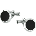 Stainless steel and black onyx cufflinks by Montblanc.
