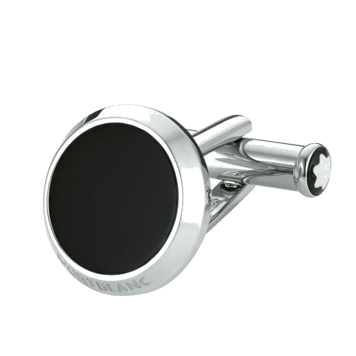 Circular cufflinks with black onyx inlay by Montblanc.