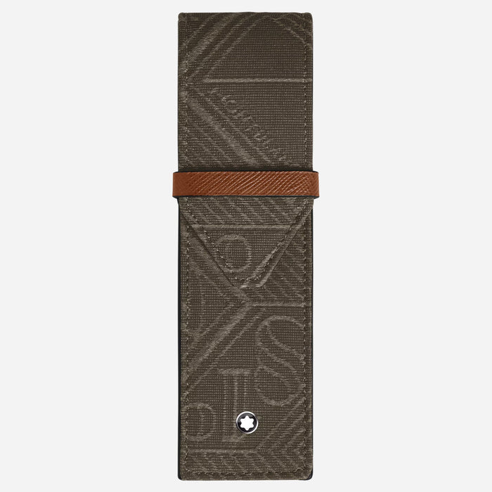 The Khaki 4810 Jacquard and Fauve Saffiano Leather Envelope 2-Pen Pouch by Montblanc.