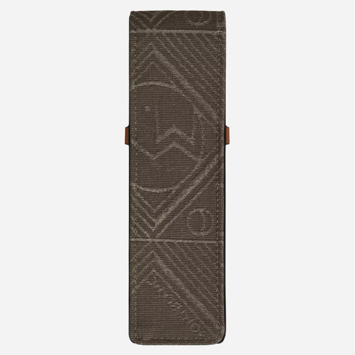 Back view of the Khaki 4810 Jacquard and Fauve Saffiano Leather Envelope 2-Pen Pouch.