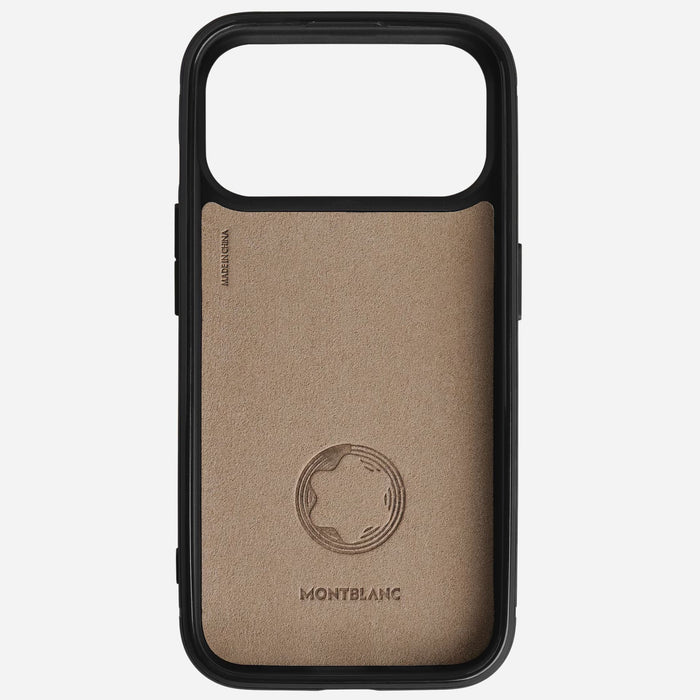 Inside the Montblanc Khaki Extreme 3.0 Leather 2CC Hardshell Case for iPhone 17 Pro.