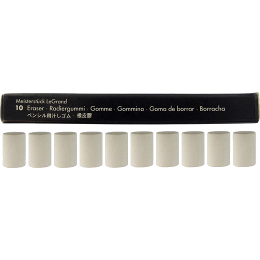 Profile of Montblanc Le Grand pencil erasers. Set of 10 refills with plastic case.