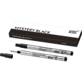 pack of two montblanc legrand mystery black broad rollerball refills. Refills are out next to their bespoke montblanc presentation box.