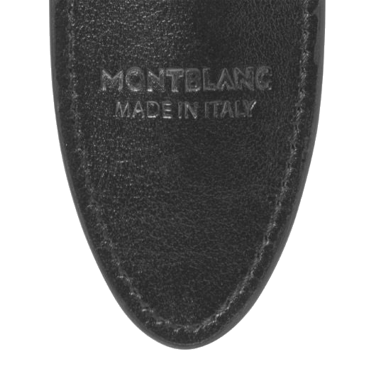 This Meisterstück 1 Pen Sleeve in Black Leather by Montblanc has been blind embossed on the back with the brand name and Made in Italy.