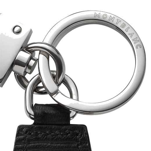Meisterstück 4810 Black Leather Diamond Key Fob By Montblanc With Engraved Ring In Chrome