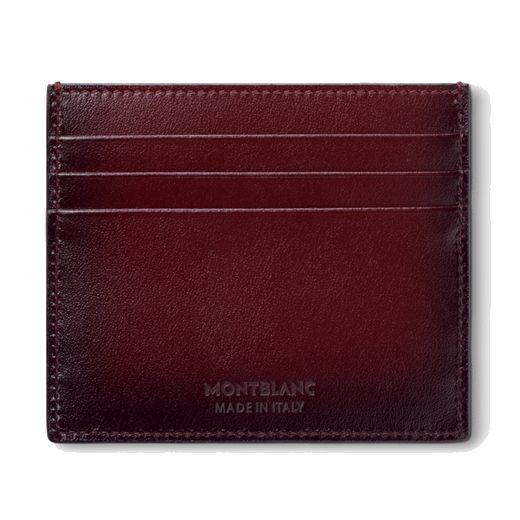 Montblanc's Meisterstück 6CC Sfumato Card Holder Burgundy has been made in Italy and has the brand name embossed on the back.