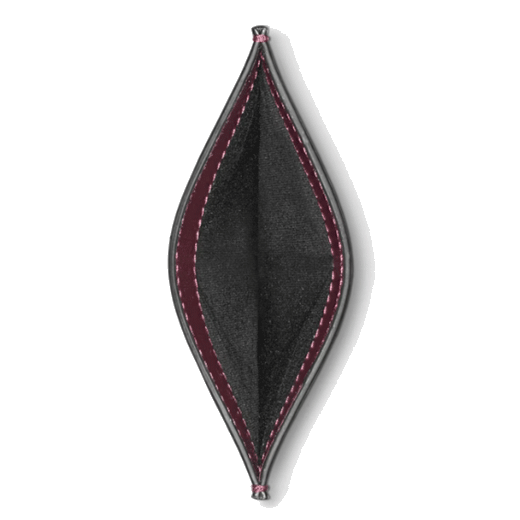 This Meisterstück 6CC Sfumato Card Holder Burgundy by Montblanc has the brand name embossed on the back.