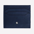 Montblanc blue leather card holder with the logo on the front.