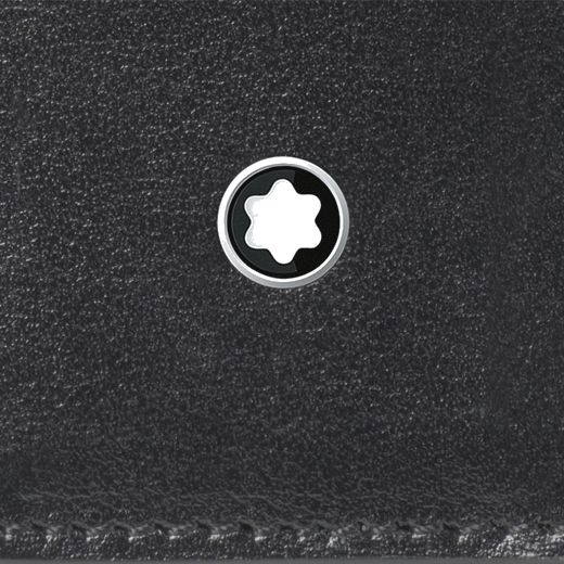 This Meisterstück Black Leather 2 Pen Pouch by Montblanc has the snowcap emblem on the front exterior that was hand-placed for distinctive branding.