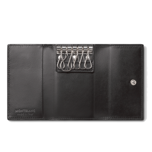 This Meisterstück Black Leather Key Case by Montblanc has 7 key hooks inside.