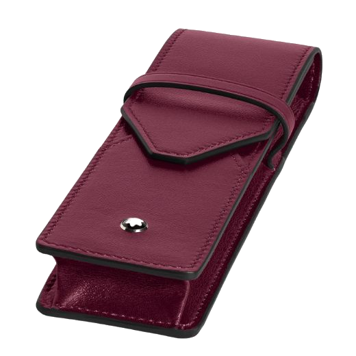 This Montblanc Meisterstück Cassis Leather 2 Pen Pouch has the snowcap dome on the front with a palladium plated ring.