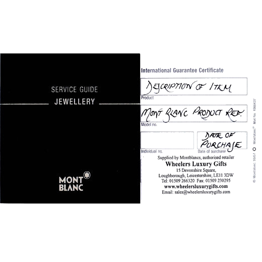 Every Montblanc key ring we supply has the Montblanc International 2 year warranty/guarantee booklet completed on the day of purchase.