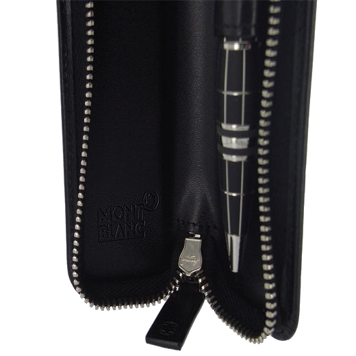 This Meisterstück pen pouch comes with the Montblanc brand name embossed into the leather.