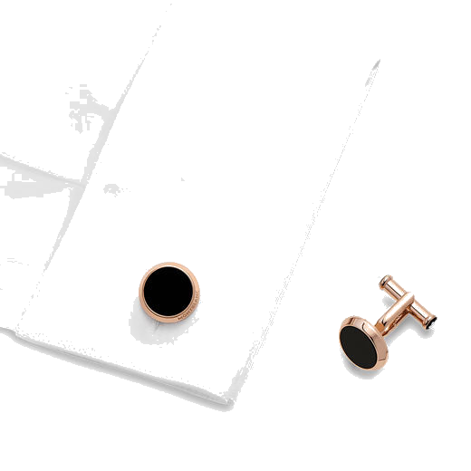 This pair of Montblanc cufflinks are circular in shape.